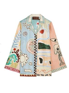 Alemais michelle Abstract Silk Blouse in Multi-Color NWOT